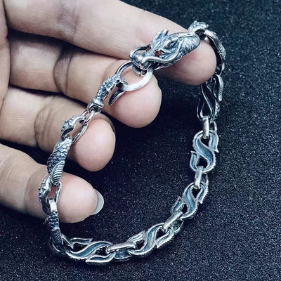 Vintage Thai Silver Personality Hip Hop Style Silver Bracelet