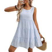 Women's Loose Casual Elegant Sleeveless Plaid Dress