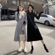 Internet Celebrity Drawstring Waist-tight Mid-length Overknee Base Woolen Skirt