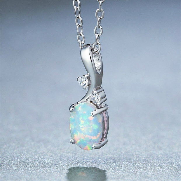 European And American New Water Drop Opal Pendant Necklace Cute And Exquisite