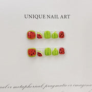 Children Wear Armor Hand Painted Watermelon Nail Tip