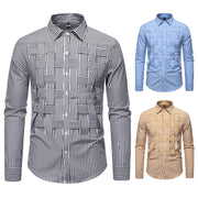 Striped Woven Plaid Men's Spring And Autumn Ruan Handsome High-grade Shirt