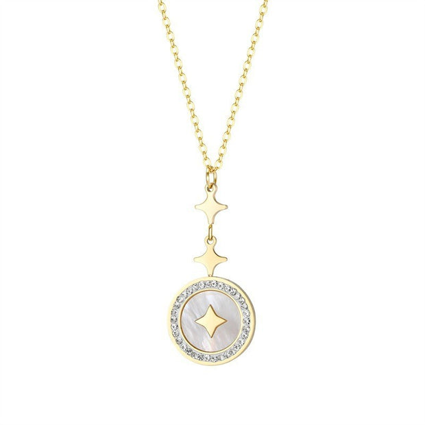 Six-pointed Diamond Titanium Steel Necklace For Women