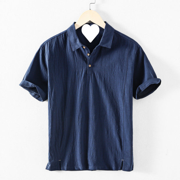 Summer New Men's Linen Shirt Solid Color