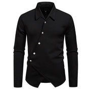 New High-end Men's Trendy Design Ruan Handsome Oblique Placket Shirt