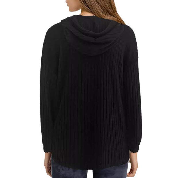 Solid Long Sleeves Sunken Stripe Sweater
