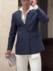 Men's Classic Stripe Double Breasted Blazer