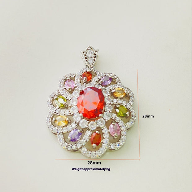 Women's Colorful Zircon Pendant Necklace