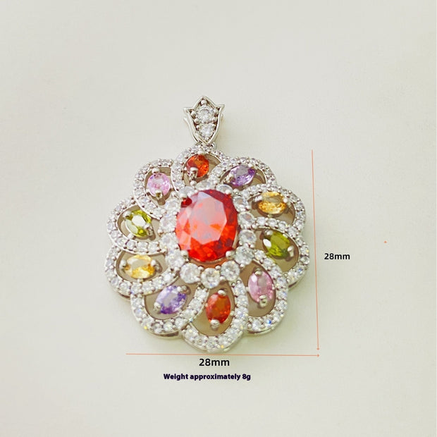 Women's Colorful Zircon Pendant Necklace