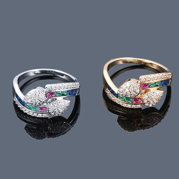 Colorful Zircon Gold-plated Ring