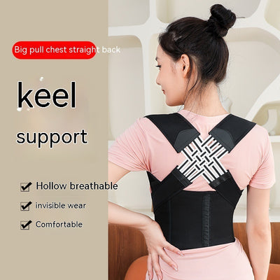 Unisex Anti-Humpback Chest Lift Brace Posture Corrector worn by a woman demonstrating strong back support and comfort.