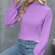 Casual Solid Color Ruffle Sleeve Loose Top For Women