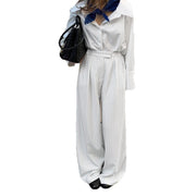 Commuting Striped Wide-leg Pants