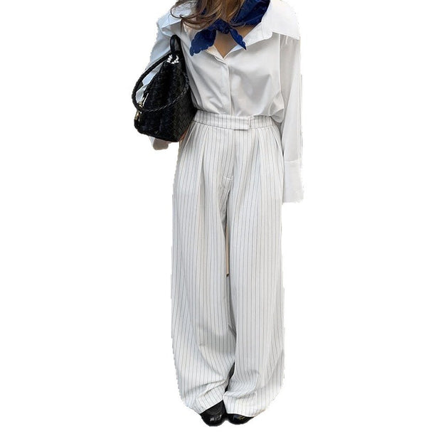 Commuting Striped Wide-leg Pants