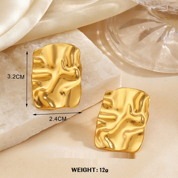 Fan-shaped Wings Real Plated Earrings