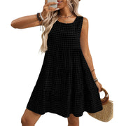 Women's Loose Casual Elegant Sleeveless Plaid Dress