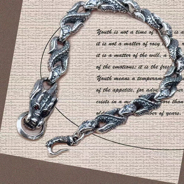 Vintage Thai Silver Personality Hip Hop Style Silver Bracelet