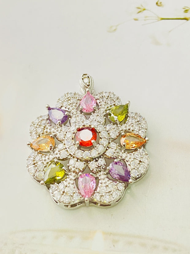 Women's Colorful Zircon Pendant Necklace