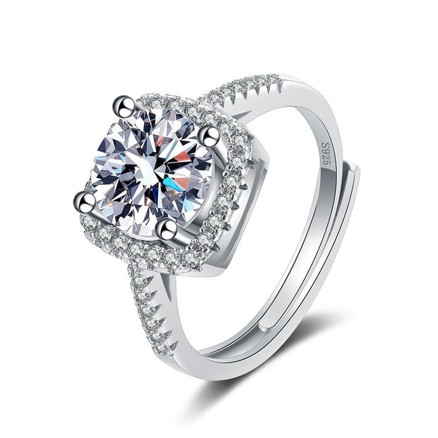 S925 Micro-inlaid Four-claw Princess Square Bag Moissanite