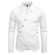 New High-end Men's Trendy Design Ruan Handsome Oblique Placket Shirt
