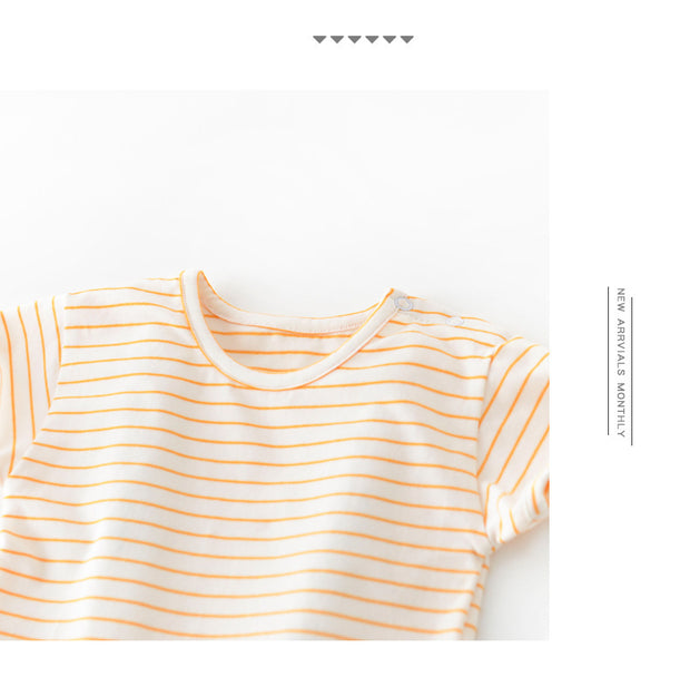 Striped Short-sleeved Outer Wear For Infants And Children
